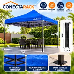 GENERICO - Toldo Plegable 3x3 Protección UPF 50+ Azul