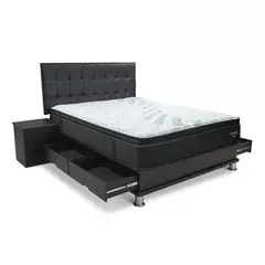 DRIMER - Dormitorio con Cajones Futurepedic Facundo 2 Plz + 2 Almohadas