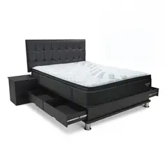 DRIMER - Dormitorio con Cajones Futurepedic Facundo King + 2 Almohadas
