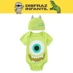 DISNEY BABY - Disfraz Body Bebé Algodón Mike Wazowski Monsters Inc. para Halloween Disney 12 meses
