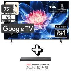 TCL - Televisor 75 Pulgadas QLED UHD 4K Google TV Smart TV 2Gb RAM / 16Gb 75T6C +SOUNDBAR