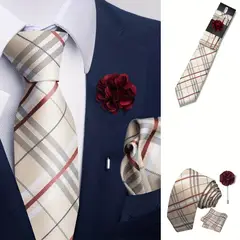 GENERICO - CORBATA HOMBRE VARON + PAÑUELO + GEMELOS+ CORSAGE ELEGANTE
