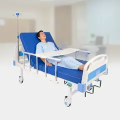 VIDAFLEX PERU - Cama Clínica de Dos Manivelas+Colchon+Porta Suero+ Mesa de Alimentos