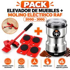 GENERICO - PACK ELEVADOR DE MUEBLES Y MOLINO ELÉCTRICO 200G - 300G RAF