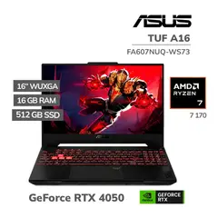 ASUS - Laptop Gamer TUF A16 Ryzen 7-170 16GB RAM 512GB SSD RTX 4050 16" WUXGA