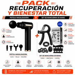 GENERICO - PACK PISTOLA MASAJEADORA 720 Y SET MANCUERNA DE MANO