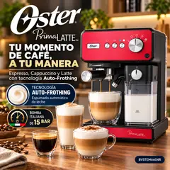 OSTER - PrimaLatte BVSTEM6604R Cafetera Espresso 15 Bar Auto-Frothing