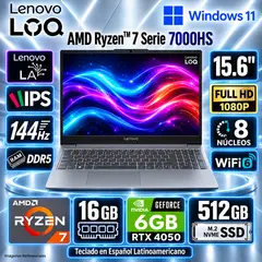 LENOVO - Laptop LOQ 15ARP10E AMD Ryzen 7 7735HS 16GB RAM 512GB RTX 4050-6GB 15.6" FHD - 83S0001LLM