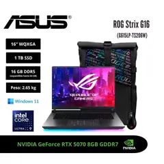 ASUS - LAPTOP GAMER ROG STRIX G16 16 2.5K 300HZ INTEL CORE ULTRA 9 290HX 16GB RTX 5070 1TB W11