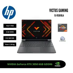 HP - LAPTOP GAMER VICTUS 15 15.6 FHD IPS AMD RYZEN 7 7445HS 8GB RTX 3050 512GB FREEDOS BT4F6LAABM
