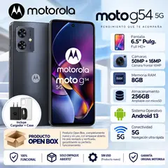 MOTOROLA - Celular Moto G54 5G 5.7" Pulg. 8GB RAM 256GB Android 13 - Negro (OPEN BOX)