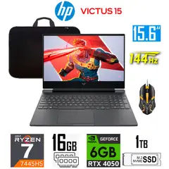 HP - Laptop gamer Victus 15 AMD Ryzen 7-7445hs Nvidia 6gb RTX 4050 Ram 16gb Ssd 1tb 15.6″ FHD 144Hz