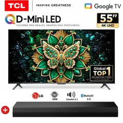 TCL - Televisor Mini LED 55 UHD 4K Smart TV 55C6K + Soundbar LG