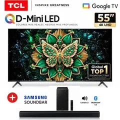 TCL - Televisor Mini LED 55 UHD 4K Smart TV 55C6K + Soundbar B450