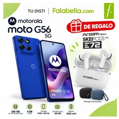 MOTOROLA - G56 5G  256GB+ 8GB +16GB / 50MP SONY/ 6.78 / IP69/ MEDIATEK 7060 + SKEIPODS E72 DE REGALO