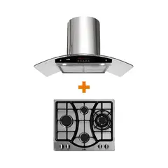 SOLE - Combo: Cocina Empotrable 4 Hornillas SOLCO037 58 cm Inox + Campana con Filtro TURE63CO 3 Velocidades