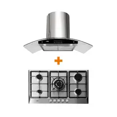 SOLE - Combo: Cocina Empotrable 5 Hornillas SOLCO038 87 cm Inox + Campana con Filtro TURE63CO 3 Velocidades