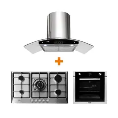SOLE - Combo: Horno Convector a Gas + Cocina Empotrable 5 Hornillas + Campana Extractora