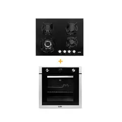 SOLE - Combo: Cocina Empotrable SOLCO034 4 Quemadores + Horno Empotrable a Gas SOLHO007 Grill y Rosticero