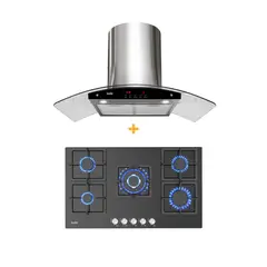 SOLE - Combo Sole: Cocina Empotrable SOLCO041 76 cm 5 Hornillas + Campana con Filtro TURE63CO 3 Velocidades