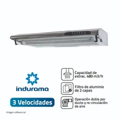 INDURAMA - Campana Extractora 3 Velocidades CEI902CRP Silver
