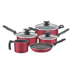 TRAMONTINA - Juego de Ollas 8 Piezas Bergamo Rojo