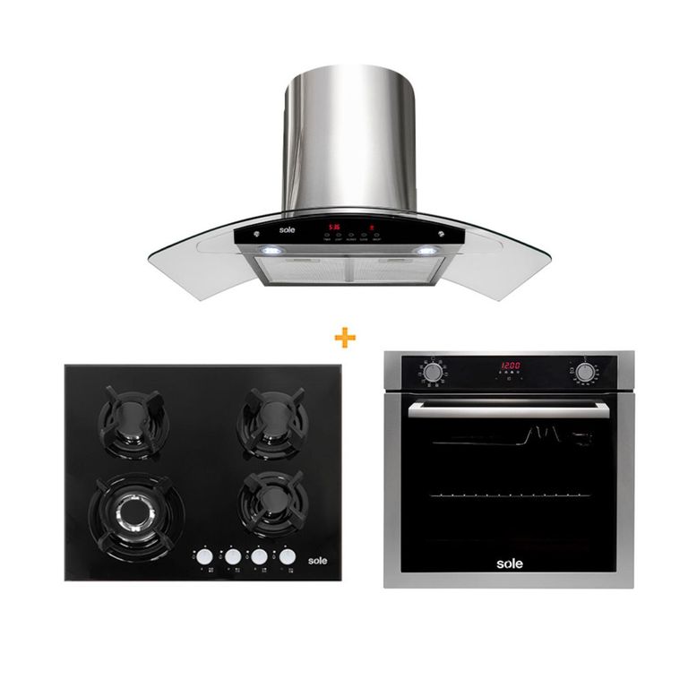 Combo Sole: Encimera 4 Parillas + Horno Eléctrico + Campana Extractora