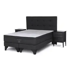 ROSEN - Dormitorio Europeo Tempo Issey Grafito Queen + 2 Almohadas