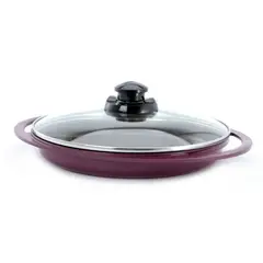 ROICHEN - Grill Naranja con Tapa de Vidrio 28 cm