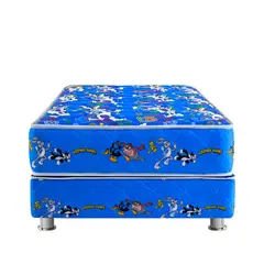 FORLI - Cama Box Tarima Looney Tunes Azul 1.5 Plz + 1 Almohada + Protector