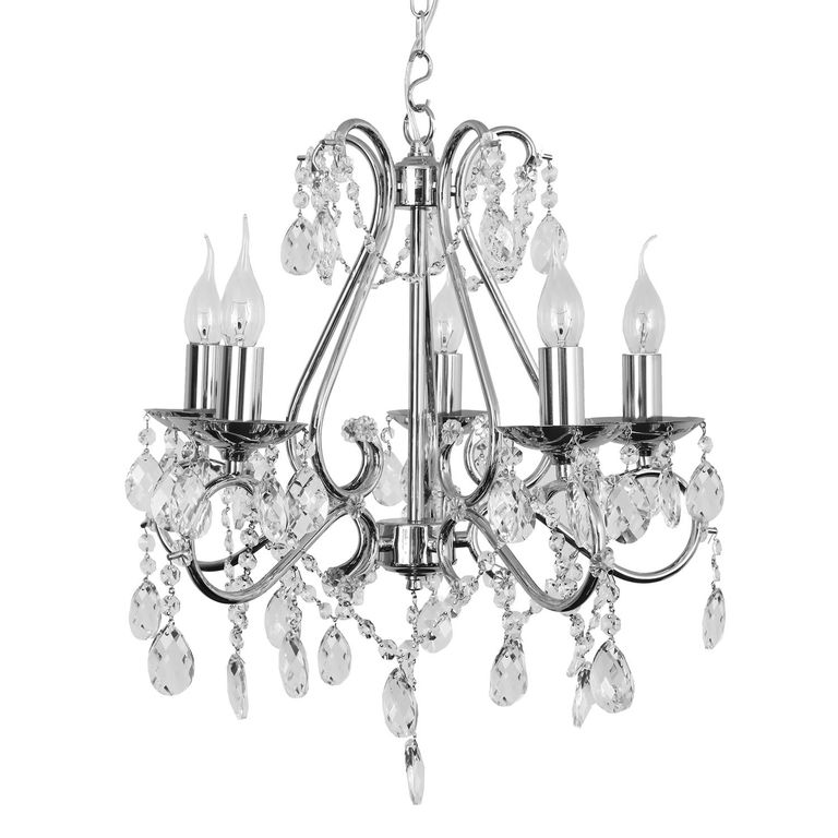 Lámpara cristal Ariana 5 luces cromada