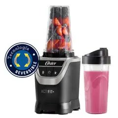 OSTER - Licuadora Negra con Sistema de Nutrición ActiFit, 1200W, 2 Programas Automáticos, Vaso Blend-N-Go de Tritan de 600 ml, BLSTXPN7002