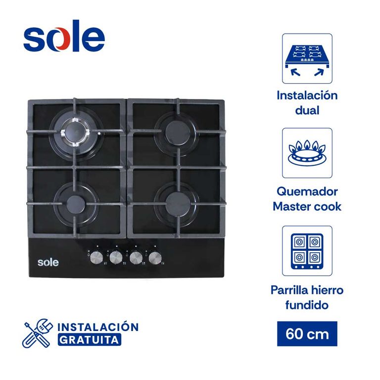 Encimera Vidrio Templado 60 Cm 4 Hornillas