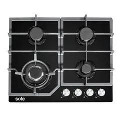 SOLE - Encimera Vidrio Templado 60 Cm 4 Hornillas