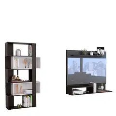 TUHOME - Panel de TV 55" + Biblioteca Cubo