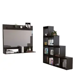 TUHOME - Panel de TV 55" + Biblioteca Escalera