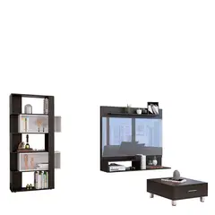 TUHOME - Panel TV 55" + Biblioteca Cubo + Mesa de Centro