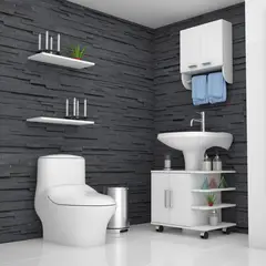 TUHOME - Mueble de Lavamanos Bath 55 + Botiquin Bath 28