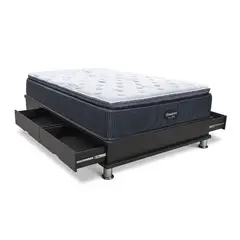 BEAUTYREST SIMMONS - Cama Con Cajones Silver Pt 2 Plz + 2 Almohadas