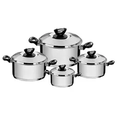 TRAMONTINA - Juego de Ollas 8 Piezas Acero Inoxidable Solar