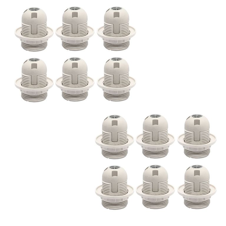 Set x12 Soquete E27 con Rosca Color Crema