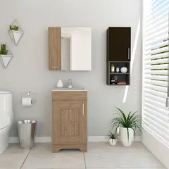 TUHOME - Combo Baño: Botiquin, Mueble Auxiliar y de Lavamanos