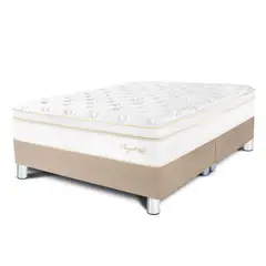 PARAISO - Cama Box Tarima Royal Cloud Queen + 2 Almohadas Viscoelásticas