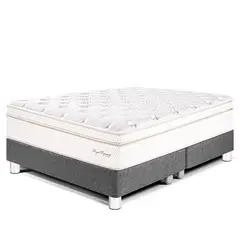 PARAISO - Cama Box Tarima Royal Dynasty Queen + 2 Almohadas Viscoelásticas + Protector