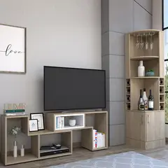 TUHOME - Bar Esquinero Kava + Rack Extensible TV40" Beijing