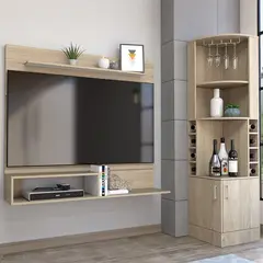 TUHOME - Bar Esquinero Kava + Panel TV55" Beijing