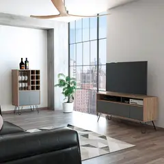 TUHOME - Rack Tv55 + Bar Vassel - Miel / Plomo