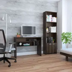 TUHOME - Combo Office 5: Escritorio de Oficina + Biblioteca Librero