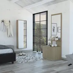 TUHOME - Combo Dreams 10 Zapatero + Velador Multifuncional - Rovere / Blanco
