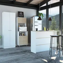 TUHOME - Combo Kitchen 44 Mueble Cocina 54 + Barra De Cocina + Optimizador - Rovere / Blanco